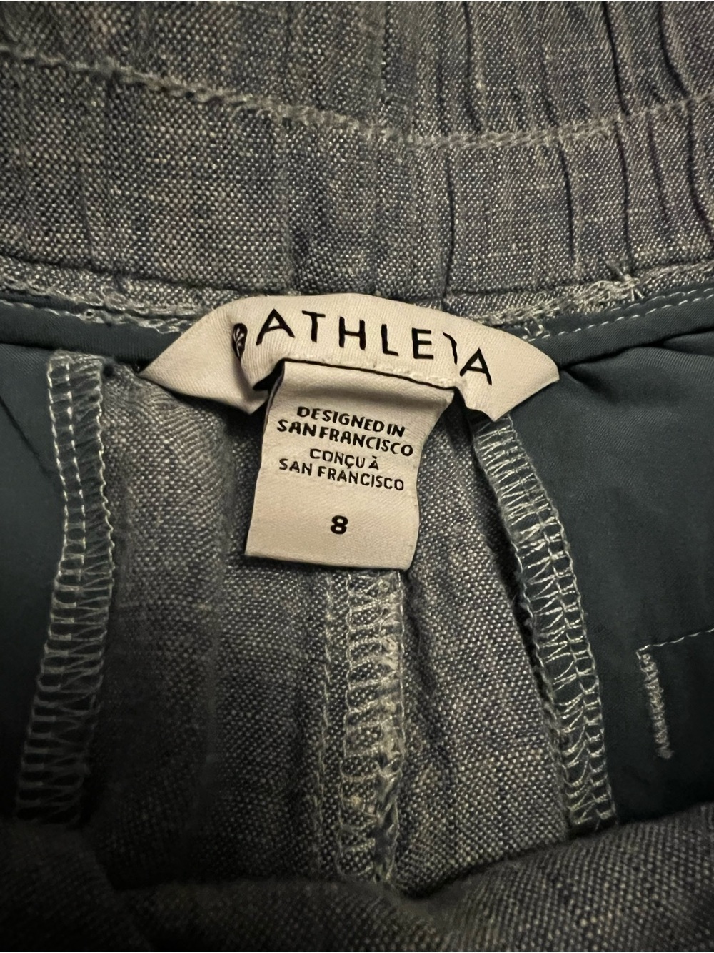 Athleta Cabo 100% Linen Chambray Blue Cabo Linen Drawstring Shorts - Picture 4 of 8